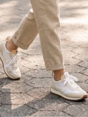 rag & bone Women's White Cream Mesh & Suede Sneakers